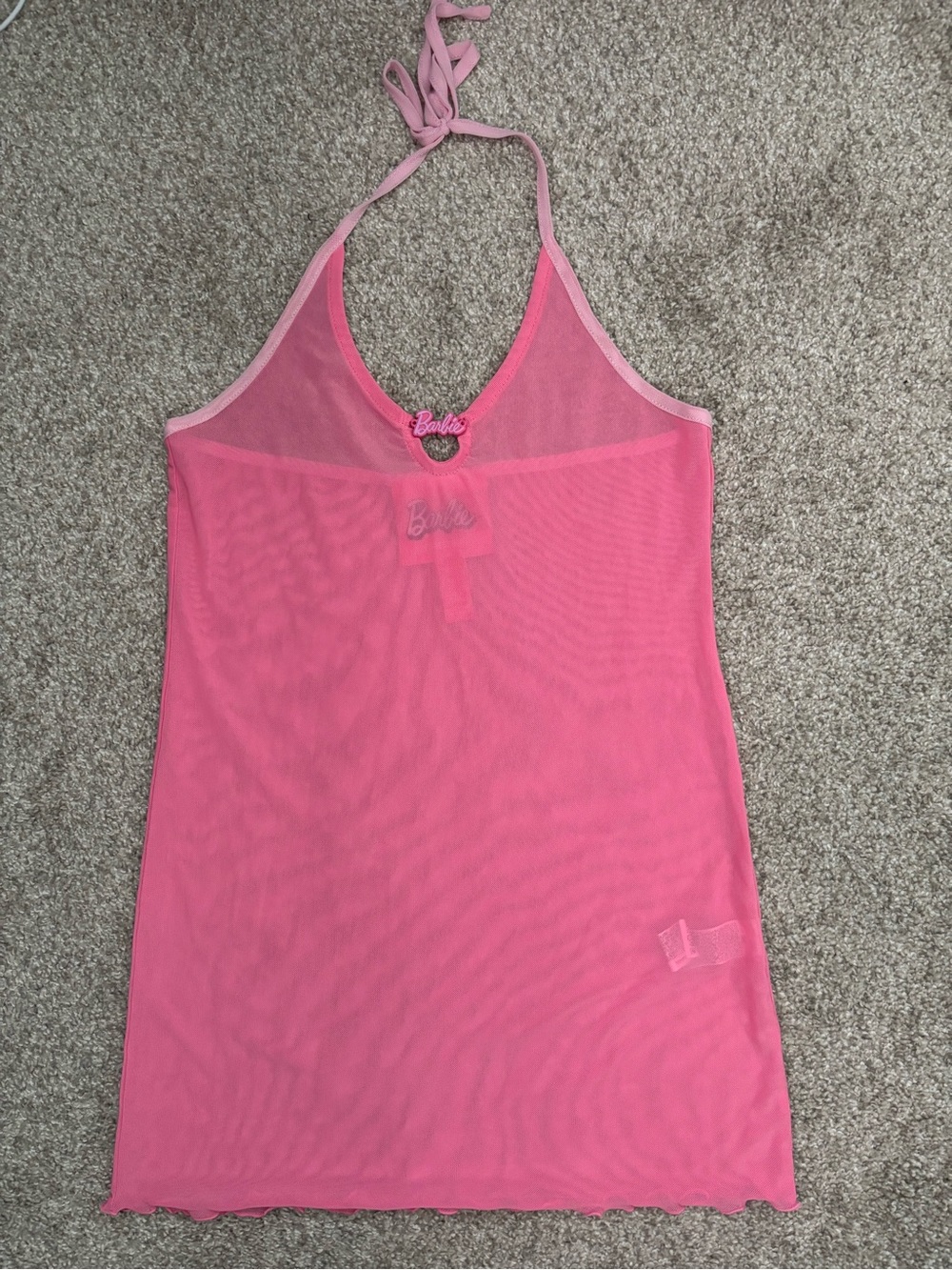 Barbie Pink Mesh Halter Slip Dress